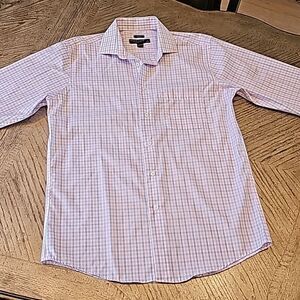 Mens non iron cotton Pronto Uomo plaid dress shirt size 16 32/33